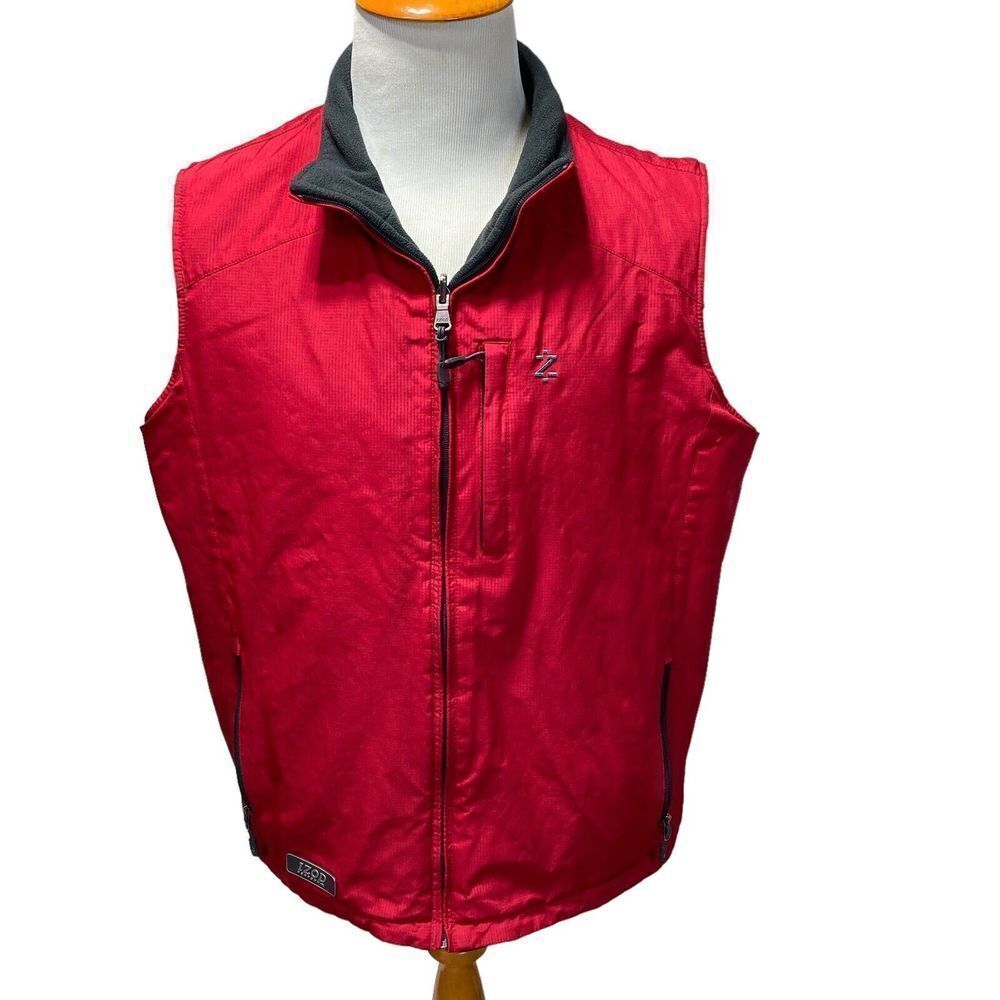 IZOD Vest Mens XL Red & Gray Reversible Poly Fleece PerformX Zip Comfort‎